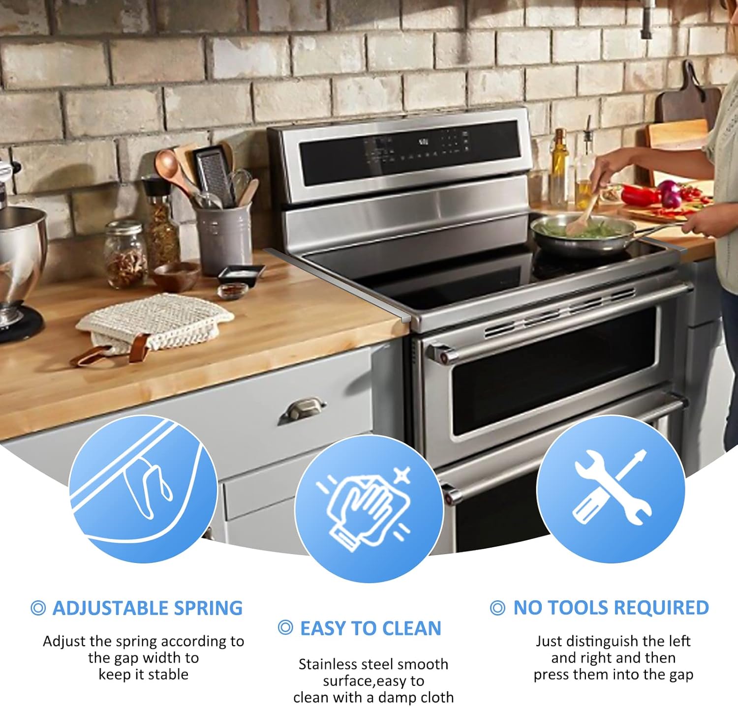 Tonhui Stainless Steel Stove Gap Covers, Kitchen Stove Counter Gap Filler, Stove Guard Counter Gap Cover Length 25.4 Heat Resistant for Years of Use - 2 PCS (Left and Right)